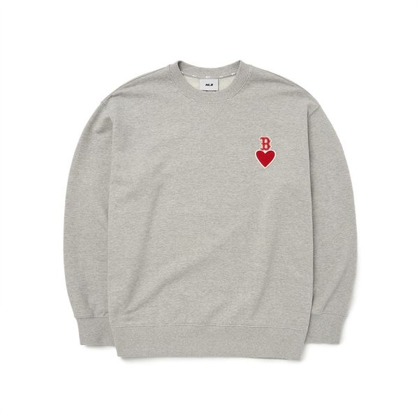 ☆MLB Korea☆ Heart Overfit Man to Man NY Black Áo Sweater MLB Korea - Heart Over NEW YORK YANKEES