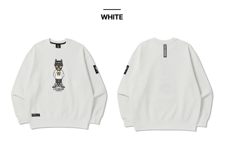 Áo Sweater Life Work - Snapback Hip Dog Applique White - LW234MT107