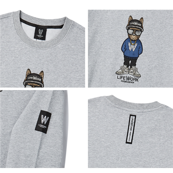 Áo Sweater Life Work - Snapback Hip Dog Applique White - LW234MT107