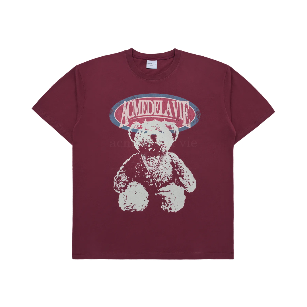 Áo thun Acmé de la vie - ADLV Vintage Overlab Bear Red Wine
