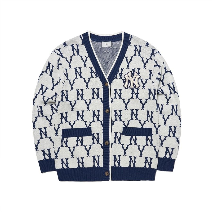  ÁO VẢI MLB MONOGRAM DIAMOND CARDIGAN NEW YORK YANKEES - 3AKCM0121-50CRS 