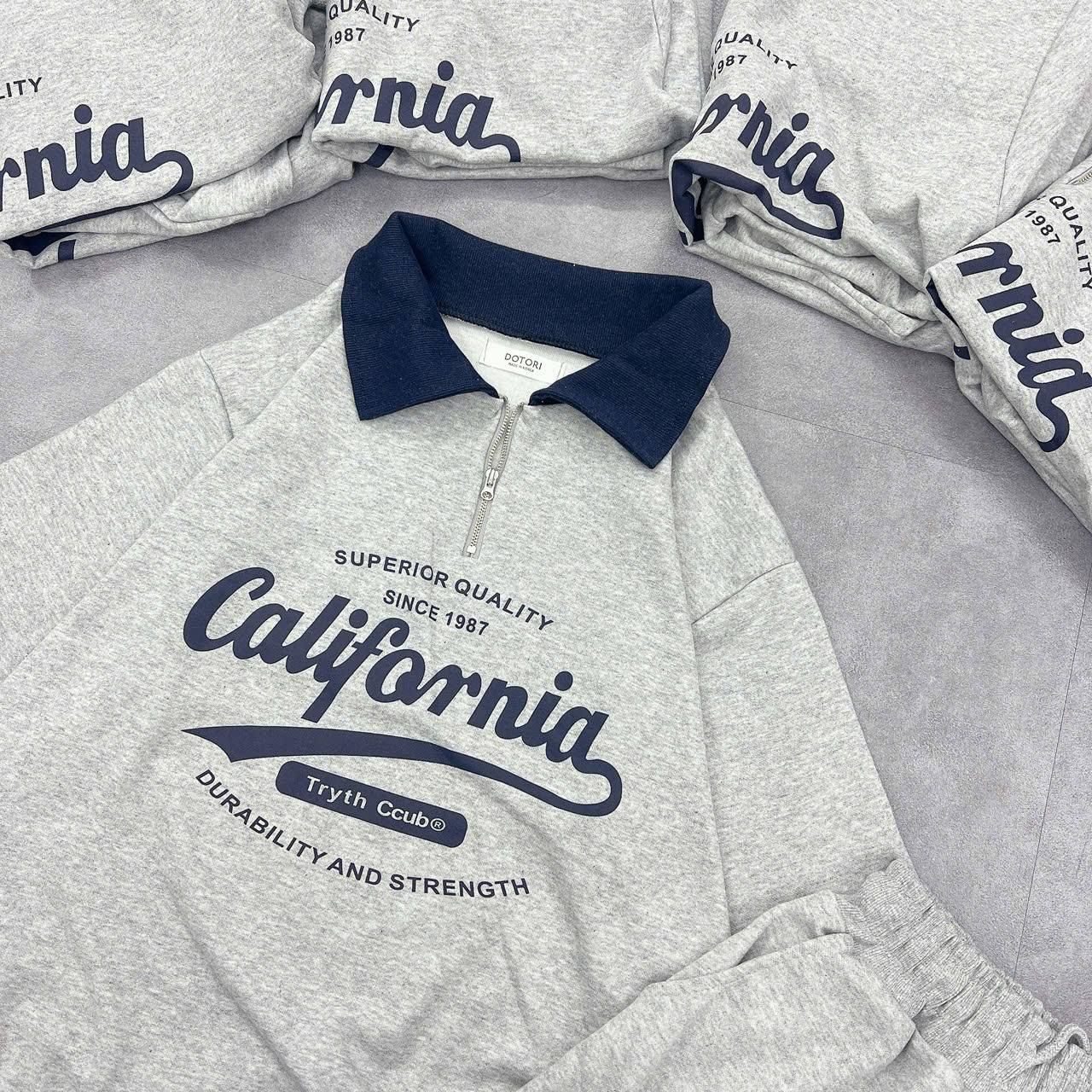 Set Quần Áo Nội Địa Hàn Cộc Tay California Grey