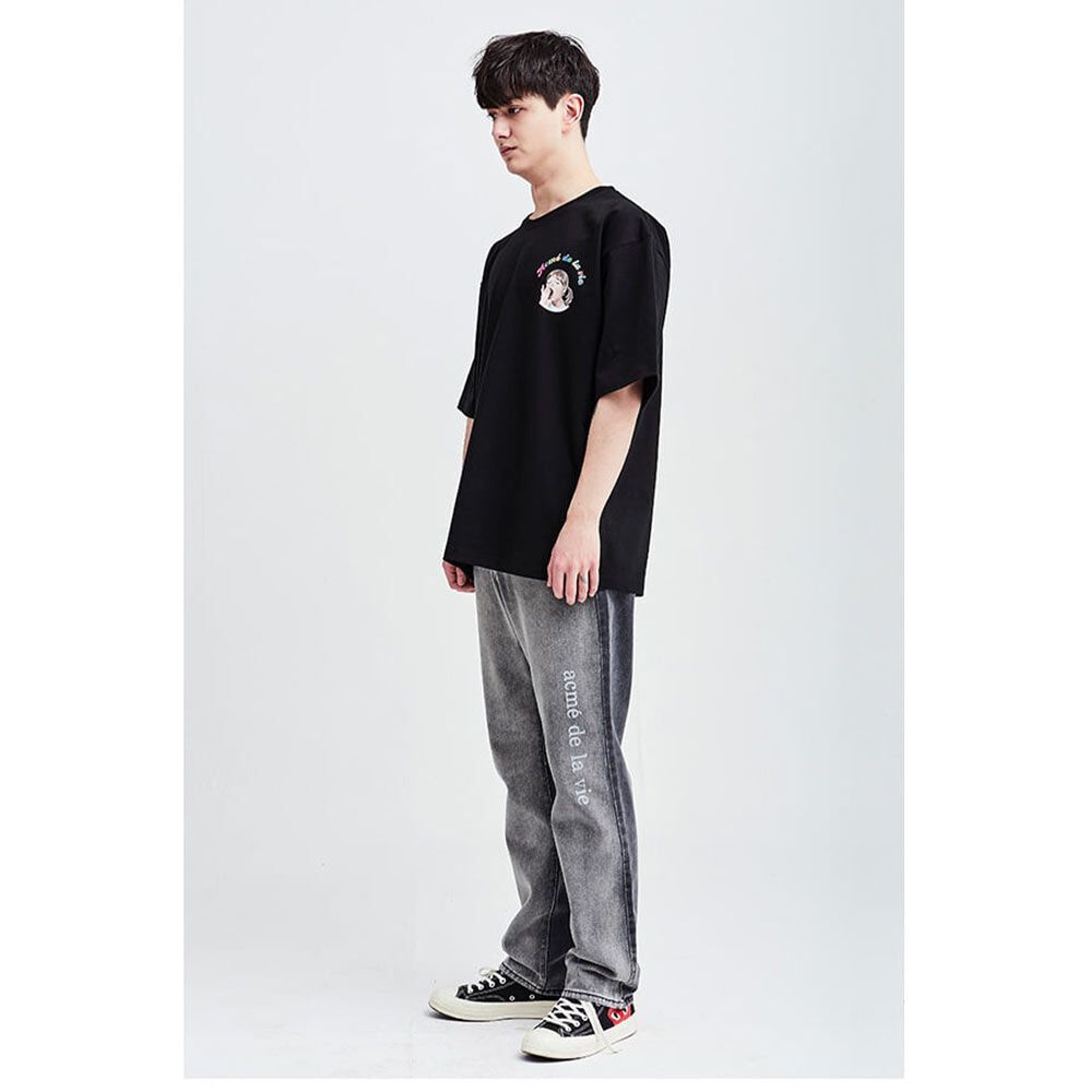 Áo thun - Acmé de la vie - ADLV BABY FACE SHORT SLEEVE T-SHIRT BLACK MINI YAWN