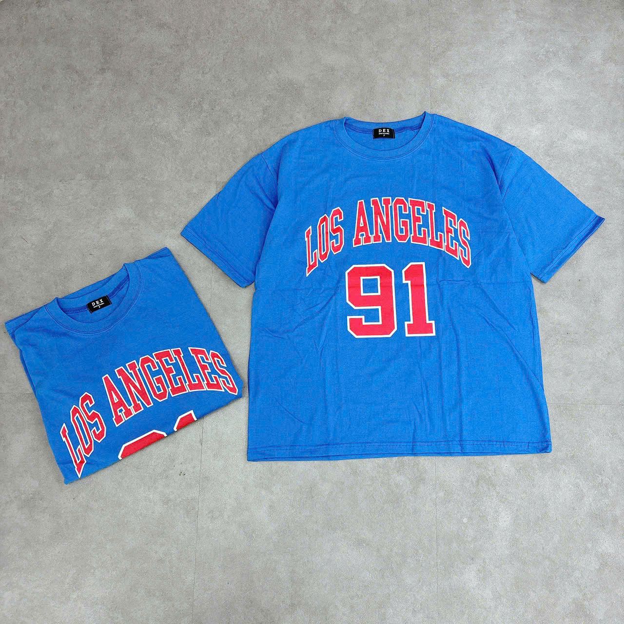 Áo Thun Nội Địa Hàn LOS ANGELES 91 Xanh Dương