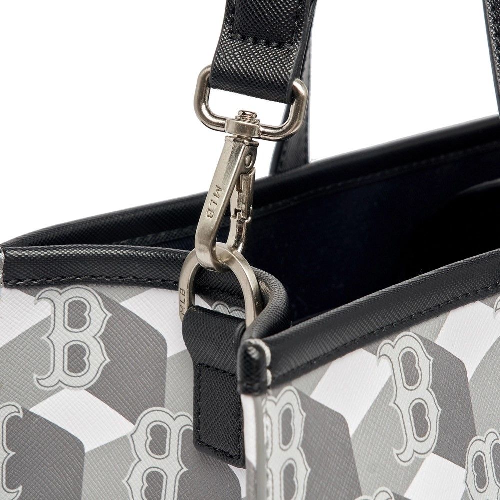 Túi Tote MLB Korea - Cube Monogram Medium Tote Bag Boston Red Sox Grey - 3AORM042N-43GRS