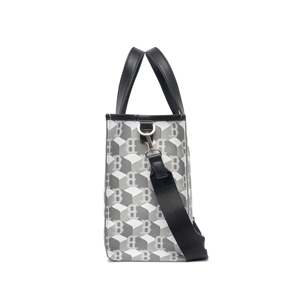 Túi Tote MLB Korea - Cube Monogram Medium Tote Bag Boston Red Sox Grey - 3AORM042N-43GRS