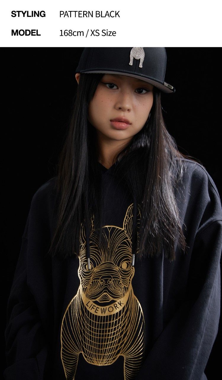Áo Hoodie Life Work -Gold Big Radoc Black Hood - LW225HD299