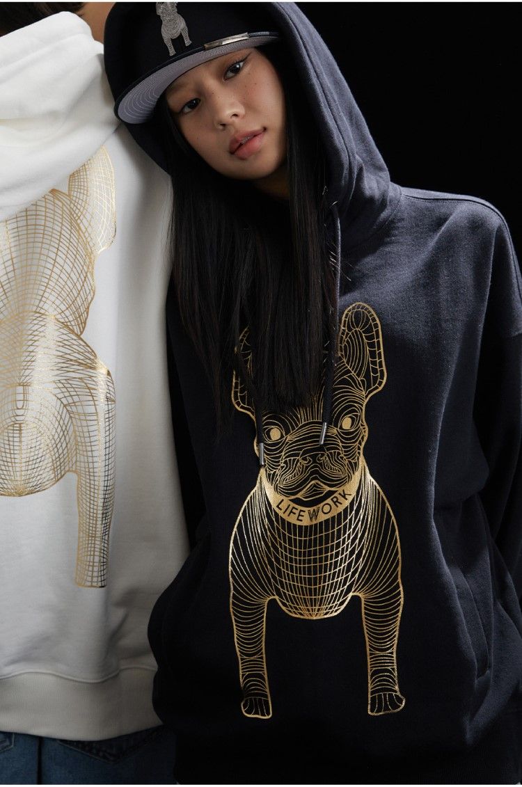 Áo Hoodie Life Work -Gold Big Radoc Black Hood - LW225HD299