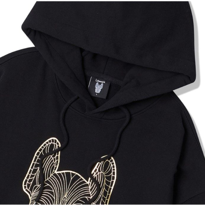 Áo Hoodie Life Work -Gold Big Radoc Black Hood - LW225HD299