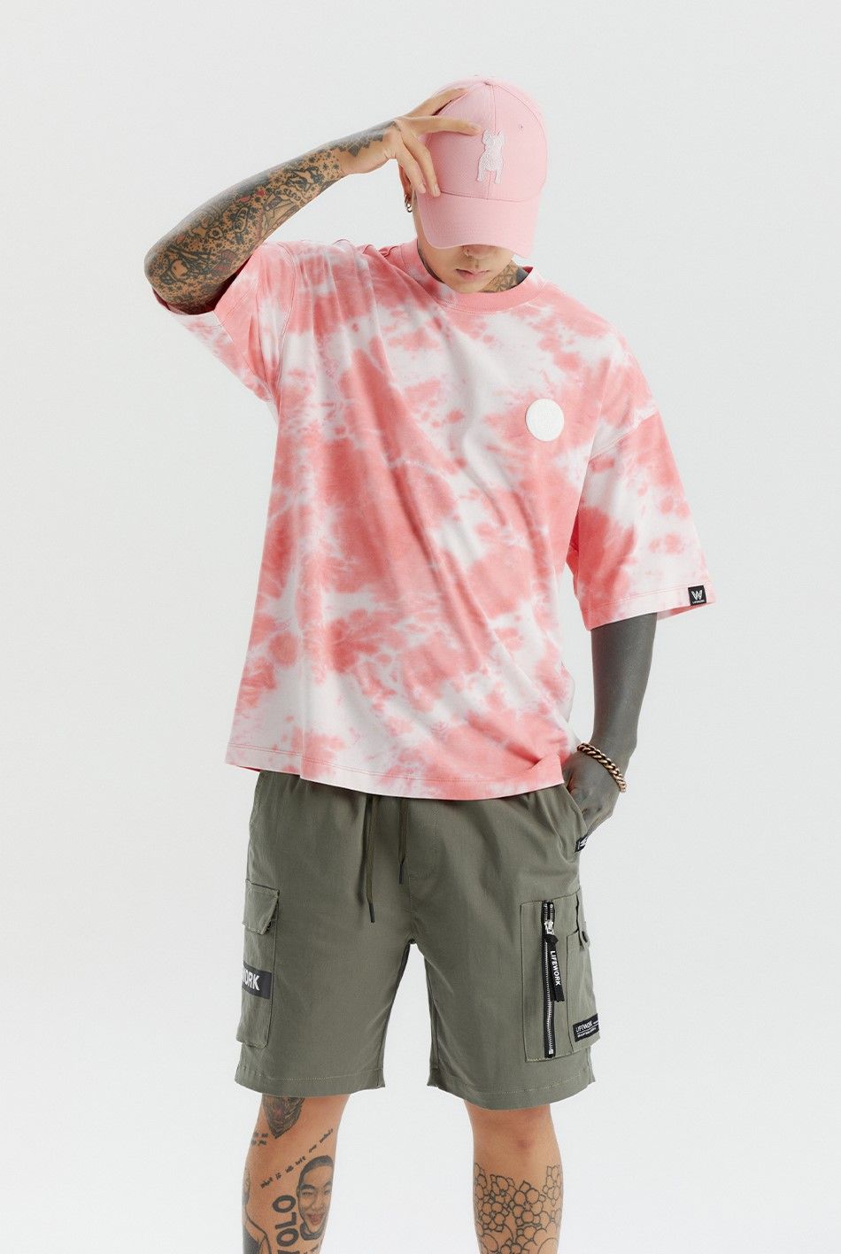  Áo thun Life Work - Tie-Dye Coin Wapen Short Sleeve T-shirt - Pink 