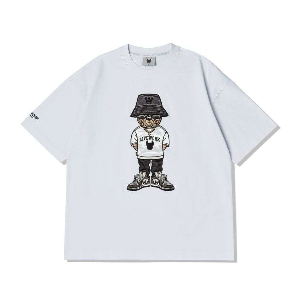 Áo Thun LifeWork Hip Dog Applique Short Sleeve White T-Shirt - LW245TS910