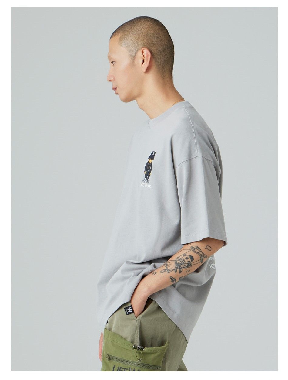 Áo thun Life Work - Checkerboard Hip Dog Short Sleeve Grey T-Shirt - LW242TS107