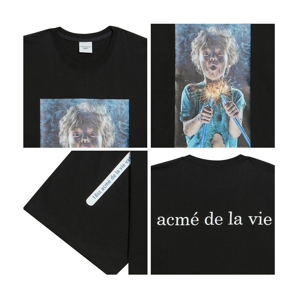 Áo thun - Acmé de la vie - ADLV BABY FACE SHORT SLEEVE T-SHIRT BLACK SHOCKS