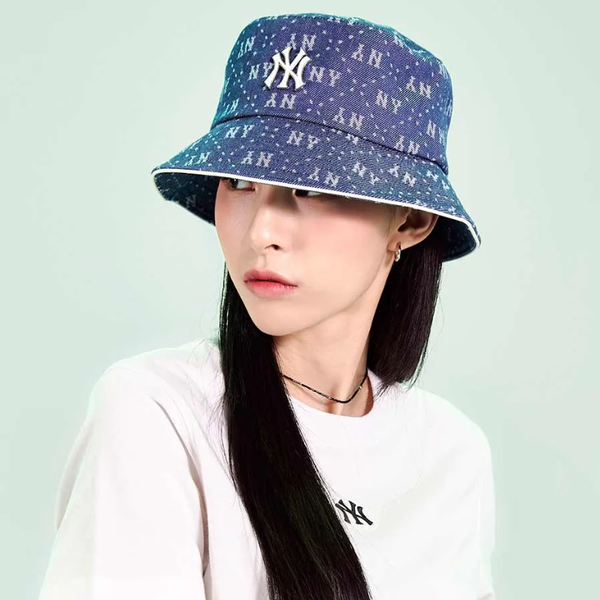 Nón Bucket MLB Denim Dia Monogram New York Yankees