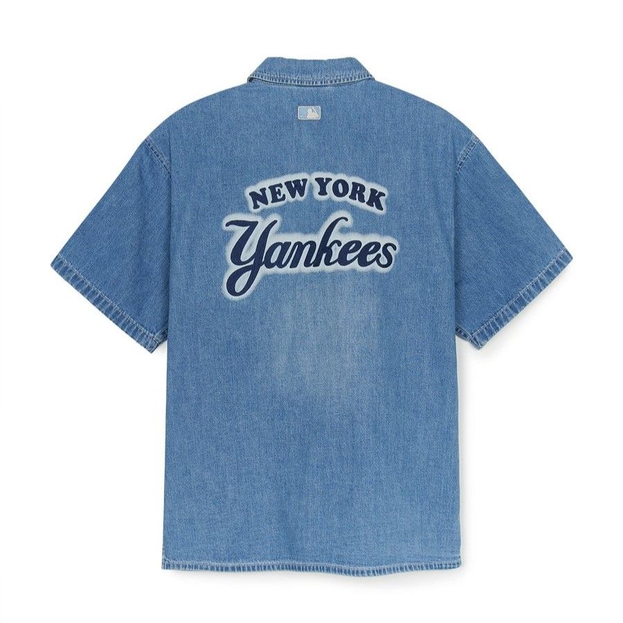 Áo Sơ Mi Jean MLB - Varsity Logo Denim Shirts NY Yankees - 3ADRV0253-50BLL
