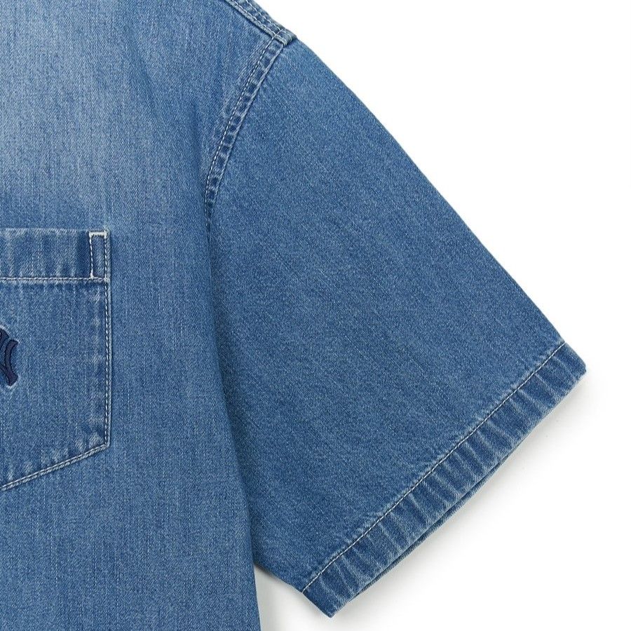 Áo Sơ Mi Jean MLB - Varsity Logo Denim Shirts NY Yankees - 3ADRV0253-50BLL