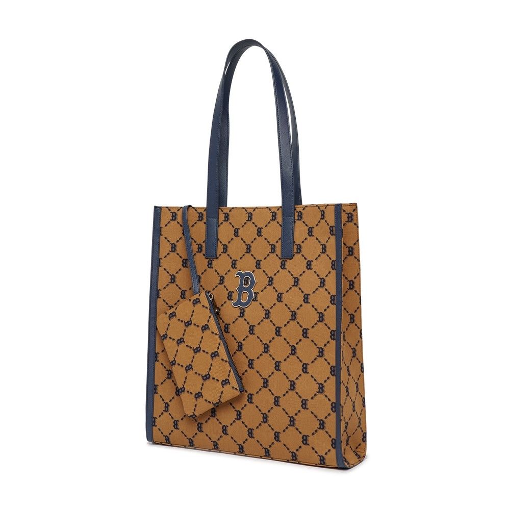 Túi Tote MLB Korea - Diamond Jackquard Tote Bag Boston Red Sox D.Beige - 3AORM012N-43BGD