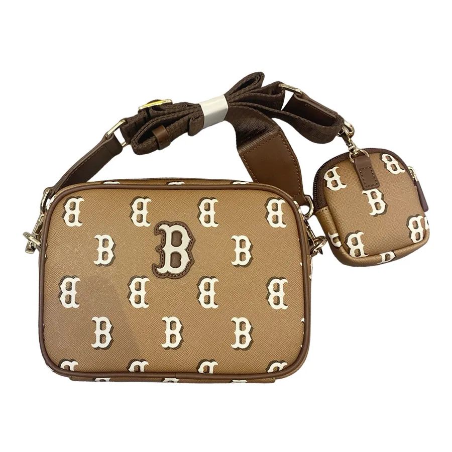 Túi Đeo Chéo MLB Korea - BIG B MONOGRAM DIA BOSTON BEIGE BROWN - 7ACRM084N 43CAS