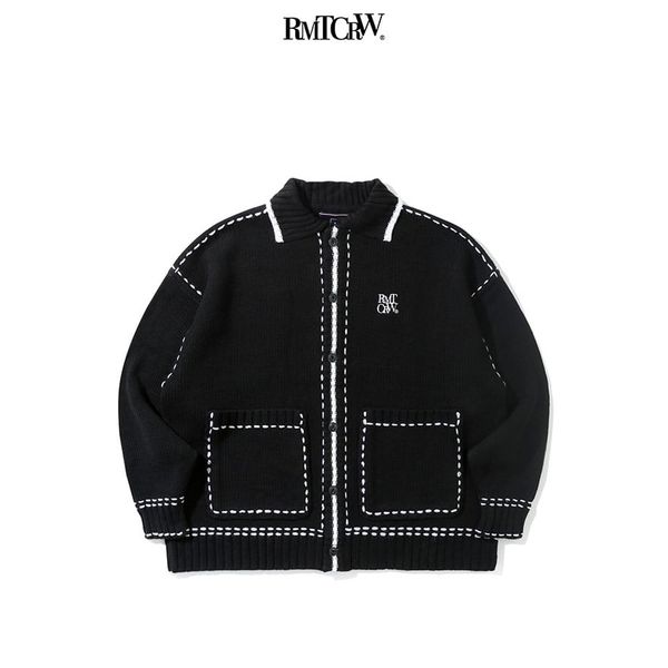  Áo Khoác Cardigan RMTCRW [ROMANTIC CROWN] - HAND STITCH KNIT CARDIGAN BLACK 