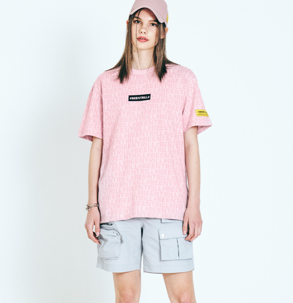 Áo Thun - BEENTRILL - Monogram Comfort Fit Short Sleeve T-shirt / Pink
