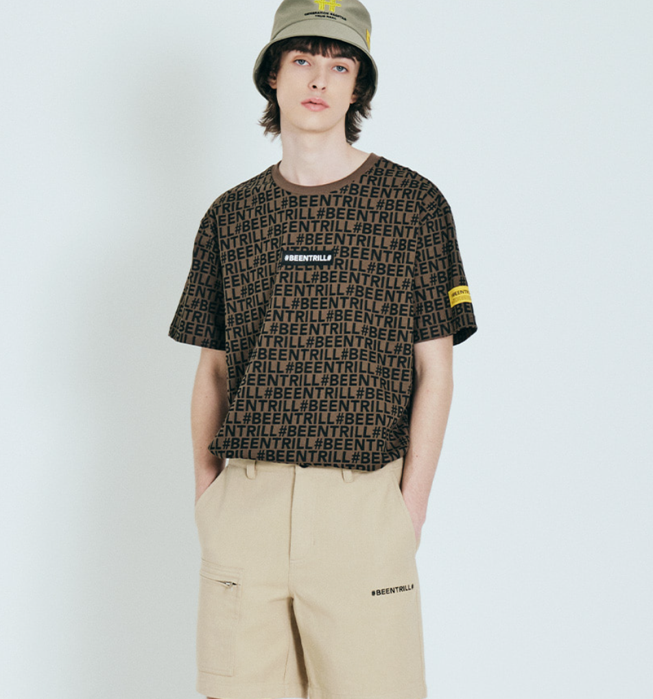 Áo Thun - BEENTRILL - Monogram Comfort Fit Short Sleeve T-shirt / Khaki