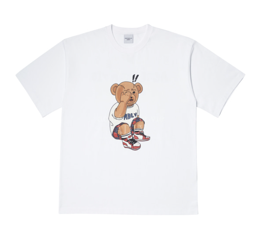 Áo thun - Acmé de la vie - ADLV CHECK PANTS BEAR SLEEVE T-SHIRT / WHITE