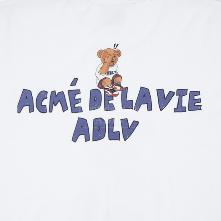 Áo thun - Acmé de la vie - ADLV CHECK PANTS BEAR SLEEVE T-SHIRT / WHITE