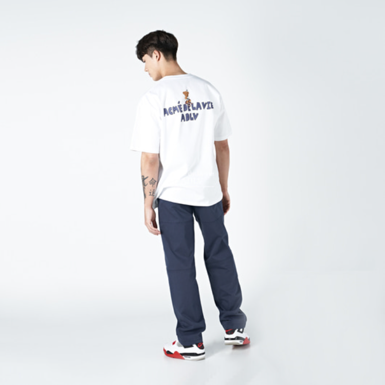 Áo thun - Acmé de la vie - ADLV CHECK PANTS BEAR SLEEVE T-SHIRT / WHITE
