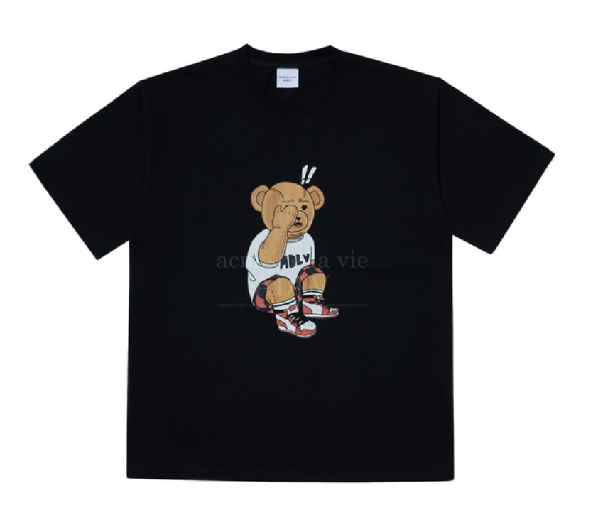 Áo thun - Acmé de la vie - ADLV CHECK PANTS BEAR SLEEVE T-SHIRT / BLACK
