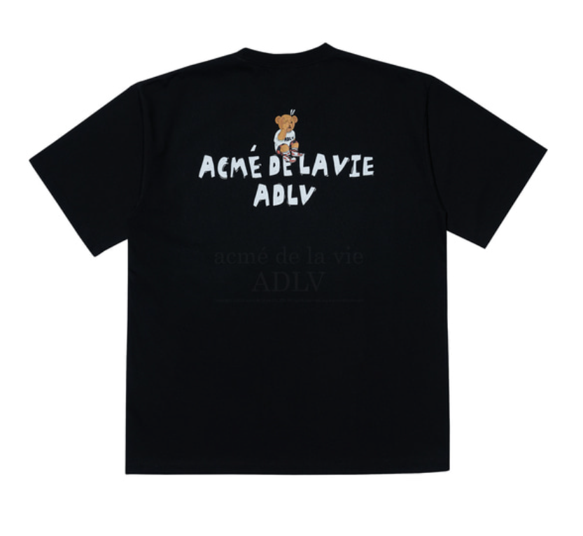 Áo thun - Acmé de la vie - ADLV CHECK PANTS BEAR SLEEVE T-SHIRT / BLACK
