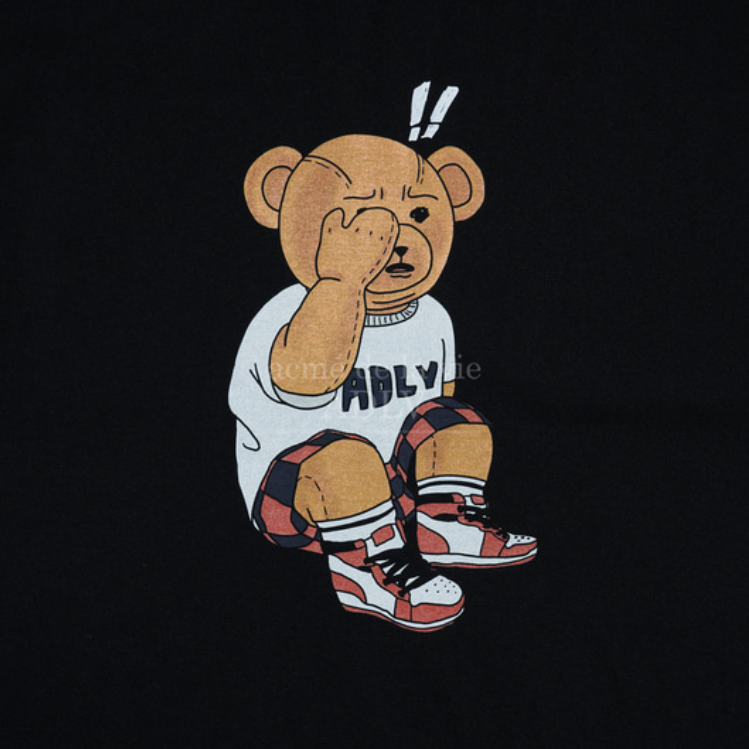 Áo thun - Acmé de la vie - ADLV CHECK PANTS BEAR SLEEVE T-SHIRT / BLACK
