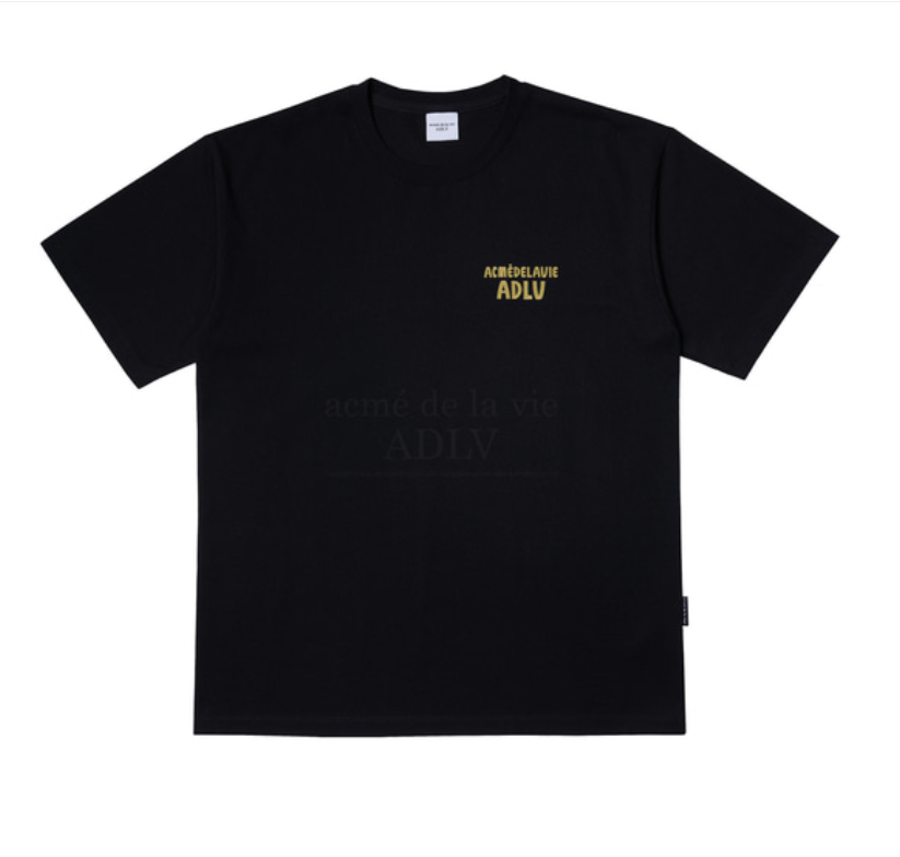 Áo thun - Acmé de la vie - ADLV MARKER BASIC LOGO SLEEVE T-SHIRT - BLACK / YELLOW