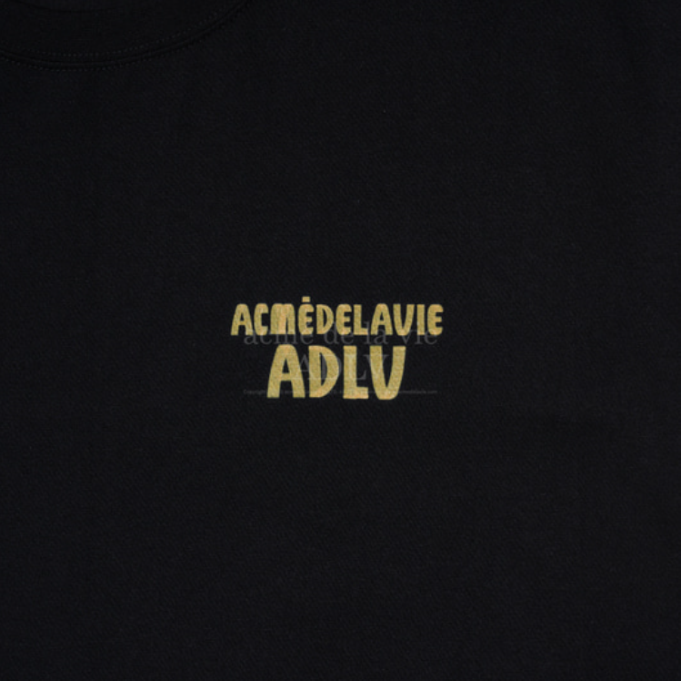 Áo thun - Acmé de la vie - ADLV MARKER BASIC LOGO SLEEVE T-SHIRT - BLACK / YELLOW
