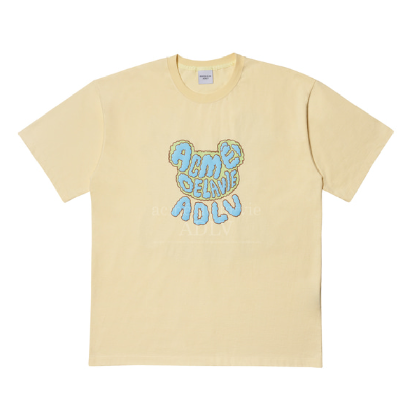 Áo thun - Acmé de la vie - ADLV EMBO BEAR SHORT SLEEVE T-SHIRT / LIGHT YELLOW
