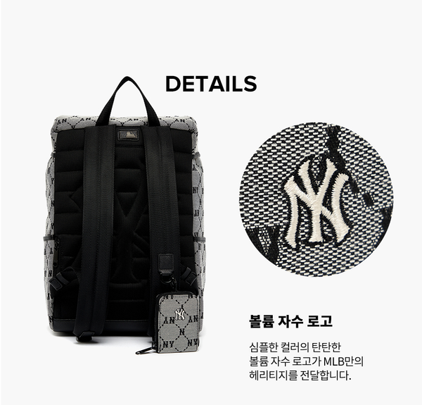  Balo MLB Korea - MONOGRAM DIAMOND JACQUARD BACKPACK BAG NEW YORK YANKEES - 3ABKM011N-50GRS 