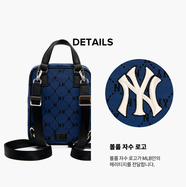  Balo- MLB Korea - MONOGRAM DIAMOND JACQUARD MINI BACKPACK BAG NEW YORK YANKEES - 3ABKS031N-50BLD 