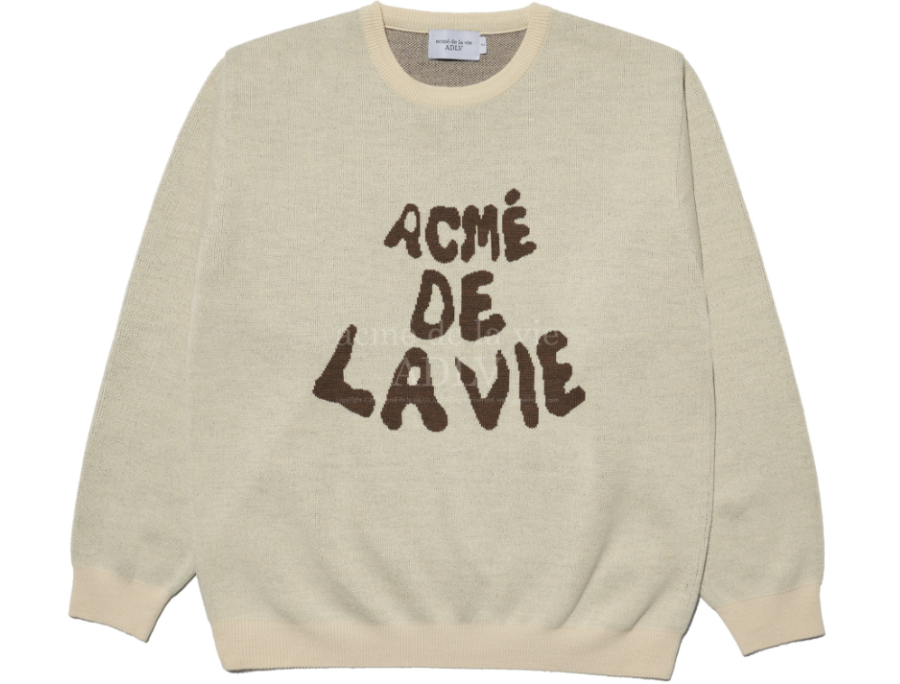 Áo Sweater Acmé de la vie - ADLV FRONT FULL LOGO KNIT BEIGE