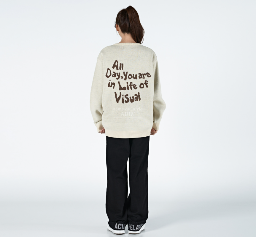 Áo Sweater Acmé de la vie - ADLV FRONT FULL LOGO KNIT BEIGE