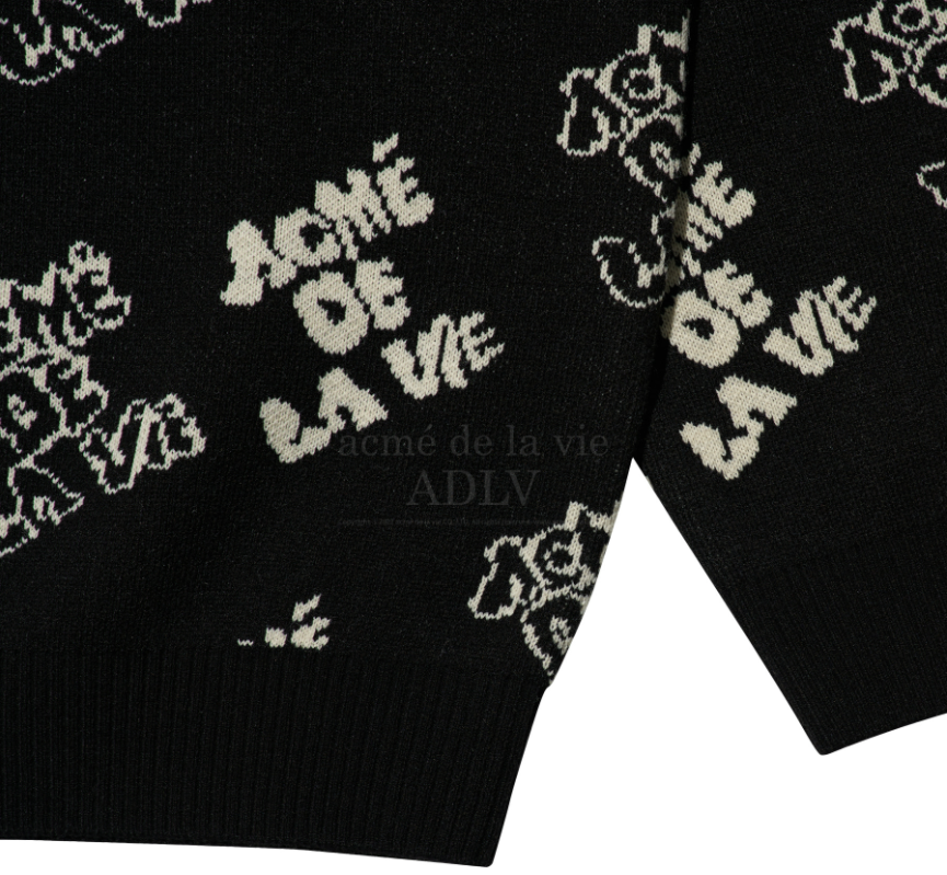  Áo Sweater Acmé de la vie - ADLV FRONT FULL LOGO KNIT BLACK 