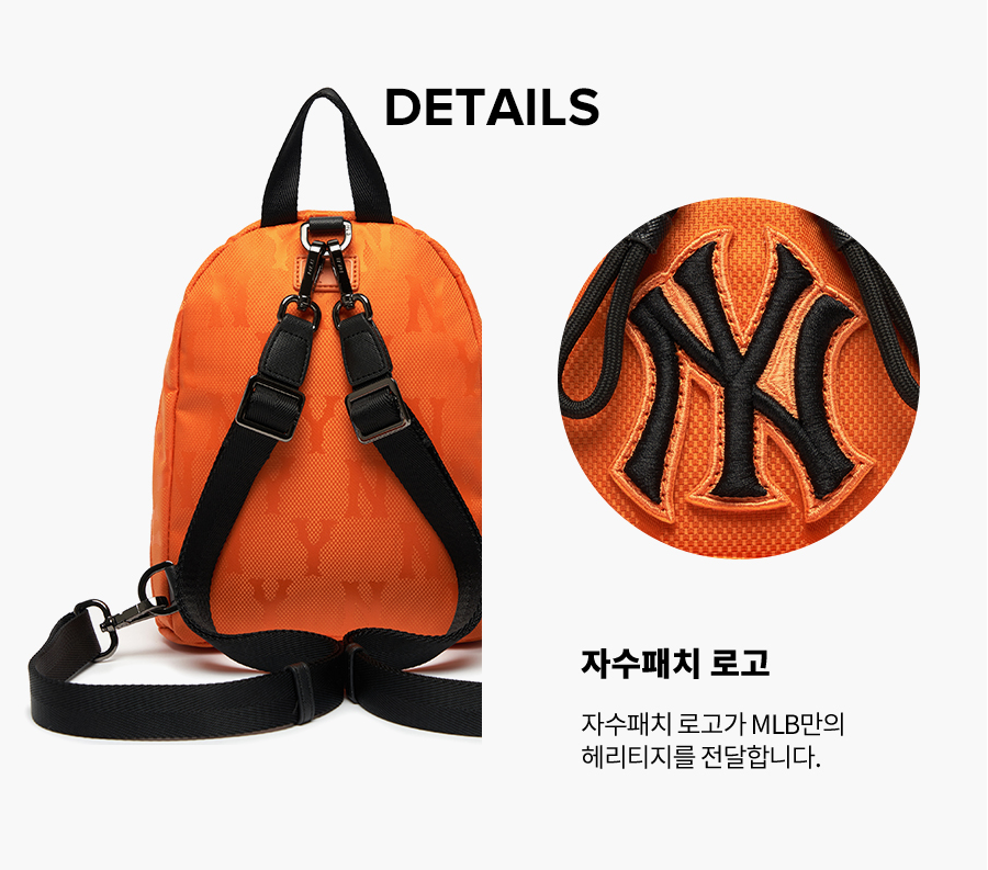  Balo MLB Korea - MONOGRAM NYLON JACQUARD MINI BACKPACK NEW YORK YANKEES - 3ABKS011N-50ORS 