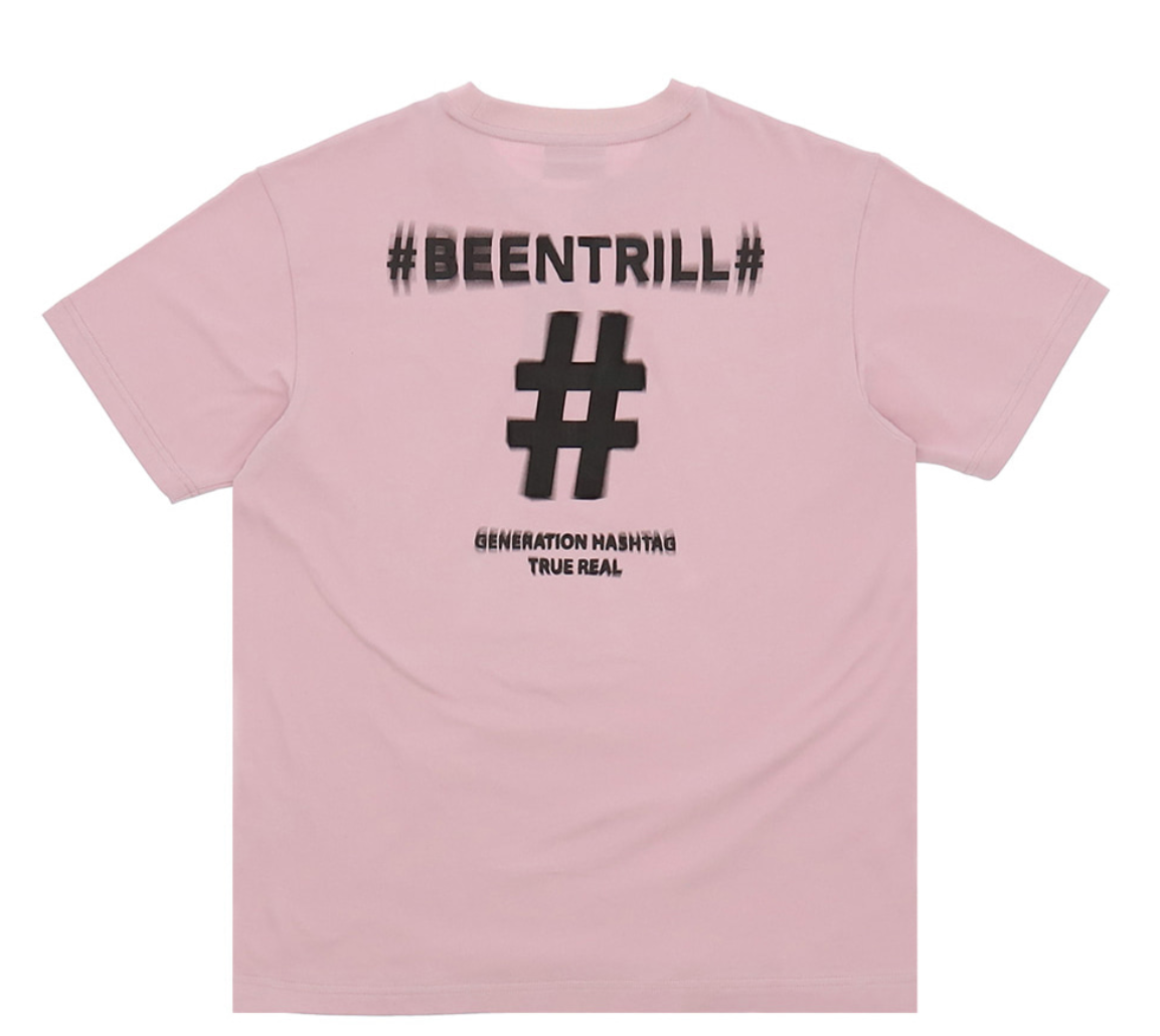  Áo Thun BEENTRILL - SHAKE Hashtag Comfort Fit Short Sleeve T-shirt / Pink 