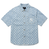  Áo Sơ Mi Jean MLB Classic Monogram Denim Short Sleeve Shirt New York Yankees - 3ADRMN123-50BLL 