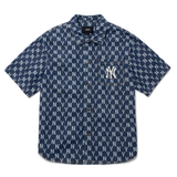  Áo Sơ Mi Jean MLB Classic Monogram Denim Short Sleeve Shirt New York Yankees - 3ADRMN123-50BLS 
