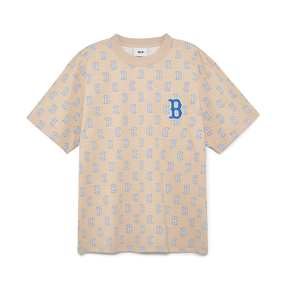 Áo thun MLB - CLASSIC MONOGRAM FRONT PANEL PATTERN SHORT SLEEVE BOSTON RED SOX L.SAND - 3ATSM1133-43SAL