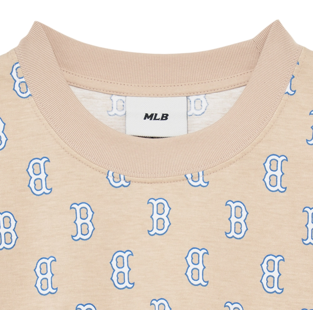 Áo thun MLB - CLASSIC MONOGRAM FRONT PANEL PATTERN SHORT SLEEVE BOSTON RED SOX L.SAND - 3ATSM1133-43SAL