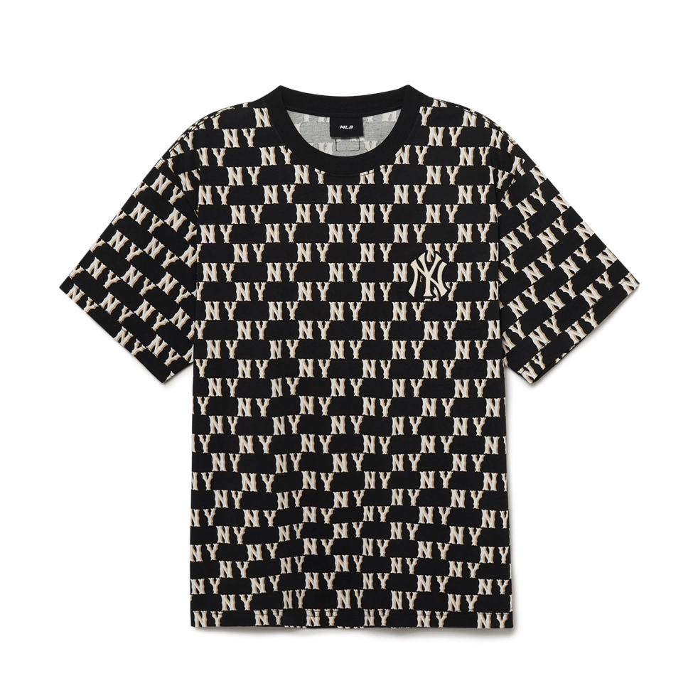 Áo thun MLB - CLASSIC MONOGRAM FRONT PANEL PATTERN SHORT SLEEVE NEWYORK YANKEES BLACK - 3ATSM1133-50BKS