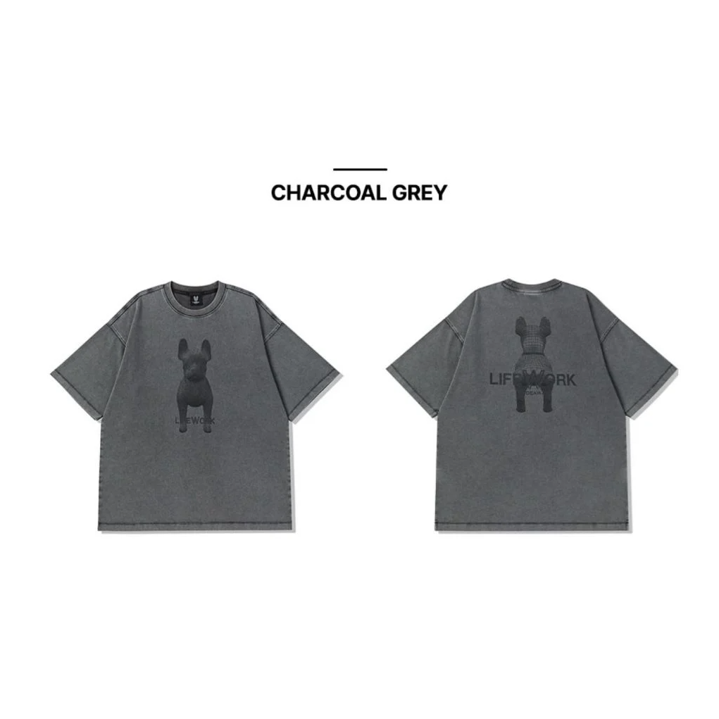 Áo thun Life Work - Salt Washing Halftone Radok Short Sleeve T-Shirt Charocol Grey - LW242TS110
