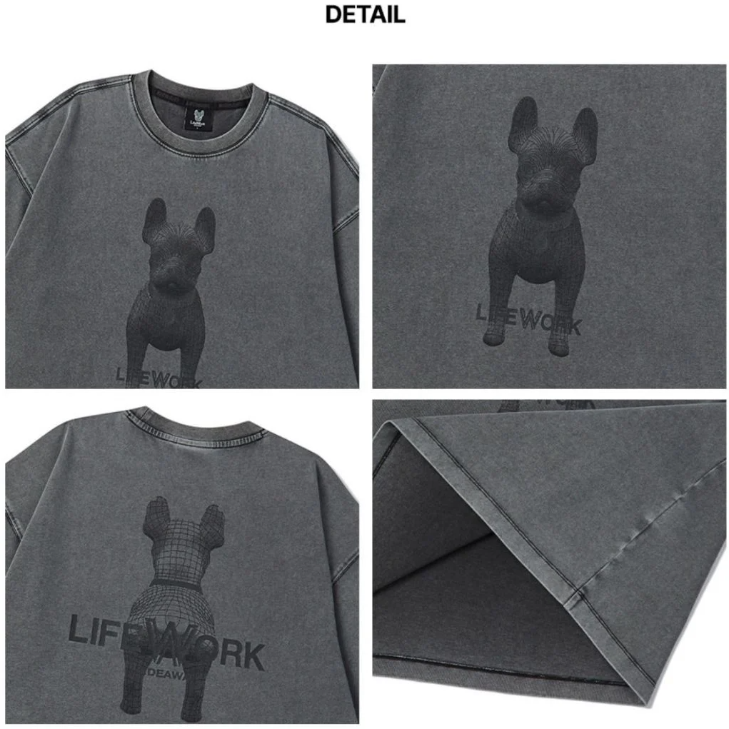 Áo thun Life Work - Salt Washing Halftone Radok Short Sleeve T-Shirt Light Grey - LW242TS110