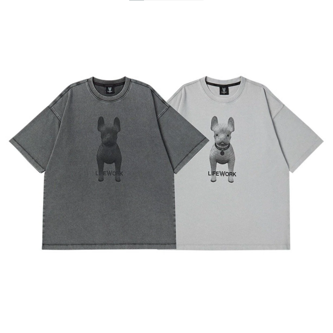 Áo thun Life Work - Salt Washing Halftone Radok Short Sleeve T-Shirt Light Grey - LW242TS110