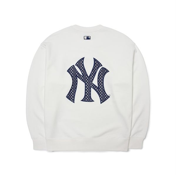  ÁO SWEATER MLB - Classic MONOGRAM Big Logo Overfit Sweatshirts NEW YORK YANKEES - 3AMTM0124-50IVS 